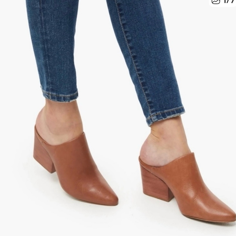 Able Global Rojas Pointed Toe Leather Mules Cognac - Picture 5 of 5